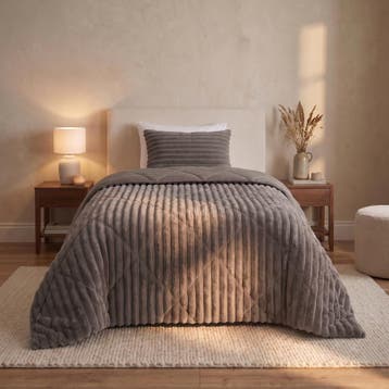 Lazy all-in-one dekbed ribstof - donkerbruin - 140 x 200 cm, Verzenden, Nieuw