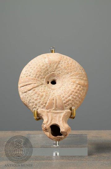 Oud-Romeins Terracotta Nabataeïsche olielamp met radiaal