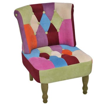 vidaXL Franse stoel met patchwork ontwerp stof, Verzenden, Nieuw
