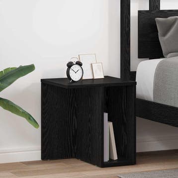 vidaXL Bijzettafel 2 st Zwart Eiken 37 x 32 x 40 cm Bewerkt, Verzenden, Nieuw, Minder dan 45 cm