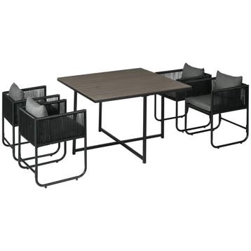 5-dlg Polyrattan Tuinmeubelset Eettafel Met 4 Stoelen En Bij, Verzenden, Nieuw