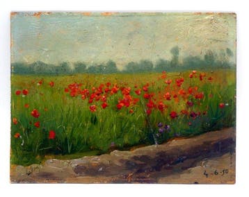 Scuola Milanese (XX), firmato E. Gassi - Campo di papaveri