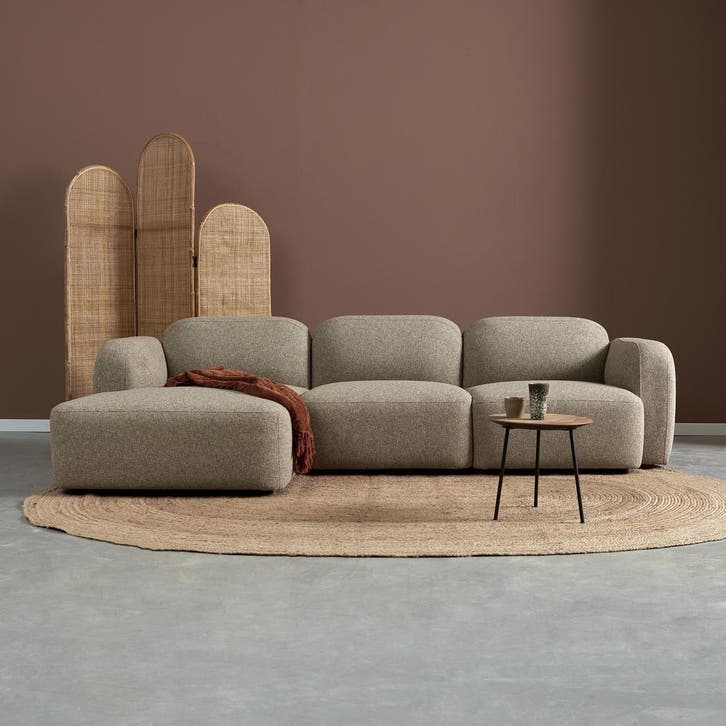 *WOONWINKEL* Taupe Hoekbank Chaise Longue Links, Huis en Inrichting, Banken | Bankstellen, Nieuw, Verzenden