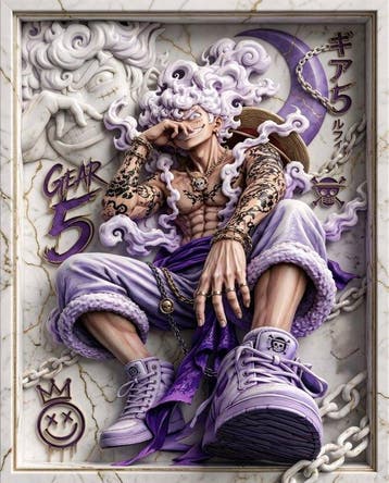 Makayhos - [Canvas] Luffy Gear 5 – Sun God Awakening, Nieuw