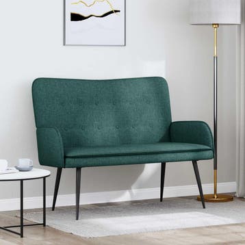 vidaXL 2-Zits Sofa Donkergroen 115 x 61 x 87 cm Stof, Verzenden, Minder dan 150 cm, Stof, Nieuw