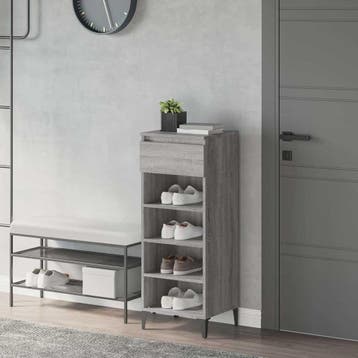 vidaXL Schoenenrek 40x36x105 cm bewerkt hout grijs sonoma, Verzenden, Nieuw