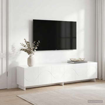 vidaXL tv-meubel 180 x 34,5 x 40 cm Hoogglans Wit Bewerkt, Huis en Inrichting, Verzenden, 150 tot 200 cm, Nieuw, Minder dan 100 cm