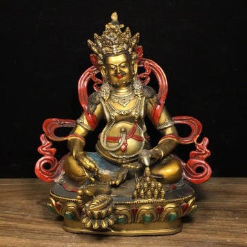 unknown - Beeld, Painted Yellow God of Wealth Statue - 20 cm