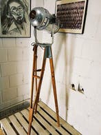 Statief vloerlamp - Vintage reflector op statief - Hout,