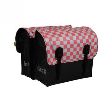 Beck Dubbele Fietstas Classic Pink Checker, Fietsen en Brommers, Fietsaccessoires | Fietstassen, Verzenden, Nieuw