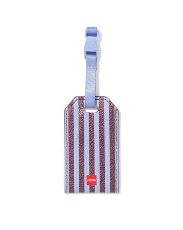 HEMA Bagagelabel 5.4x9.6cm strepen, Sieraden, Tassen en Uiterlijk, Tassen | Reistassen en Weekendtassen, Verzenden, Nieuw, Blauw