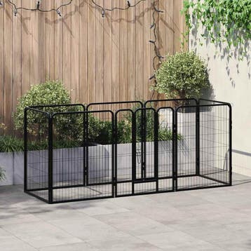 vidaXL Hondenren met 8 panelen 80x100 cm staal zwart, Verzenden, Nieuw