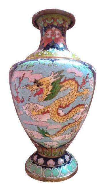 Bloempot - Koper - Cloisonné-draak vaas