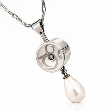 Zonder minimumprijs - Ketting met hanger Zilver Diamant, Sieraden, Tassen en Uiterlijk, Antieke sieraden