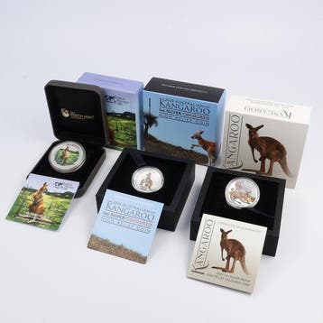 Australië. 1 Dollar 2014/2025 - Kangaroos 1 Oz (3 stuks)