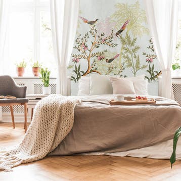 Profhome 398741-GU Fotobehang vogel patroon mat grijs groen, Verzenden