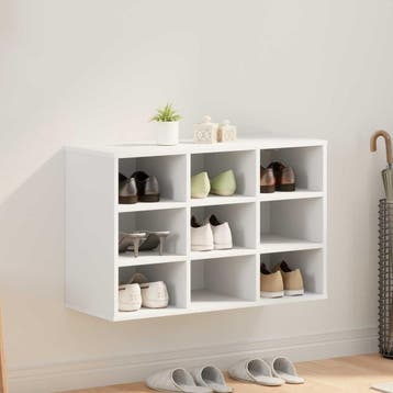 vidaXL Schoenenkast 77,5 x 30 x 51 cm Bewerkt hout Wit, Verzenden, Nieuw