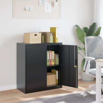 vidaXL Archiefkast 79x40x90 cm staal antracietkleurig, Huis en Inrichting, Kasten | Roldeurkasten en Archiefkasten, Verzenden