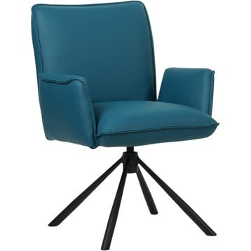 Leren draaibare eetkamerstoel Elite - Toledo Turquoise, 60 tot 90 cm, Nieuw, Leer, Ophalen of Verzenden