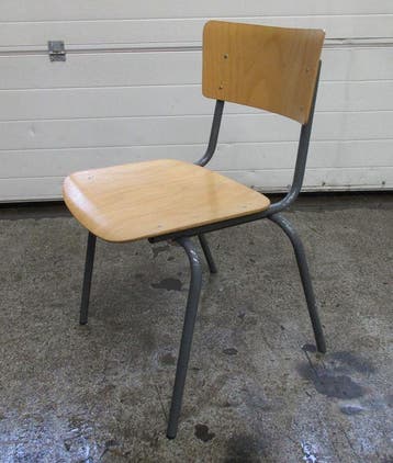 Stoel met houten zitvlak 48cm, grijs