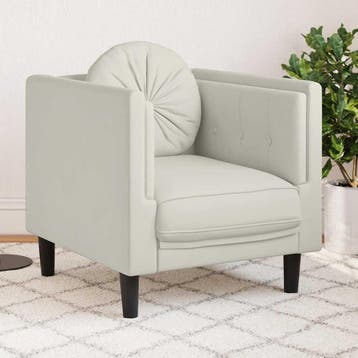 vidaXL Fauteuil met kussen fluweel crèmekleurig, Verzenden, Nieuw, Eenpersoons, Stof