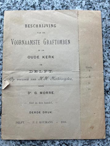 Beschrijving graftomben in de Oude Kerk te Delft, Boeken, Verzenden, Dr. Ge Morre., 20e eeuw of later, Gelezen