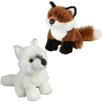 Knuffeldieren set vos en wolf - pluche - 18 cm, Verzenden, Nieuw