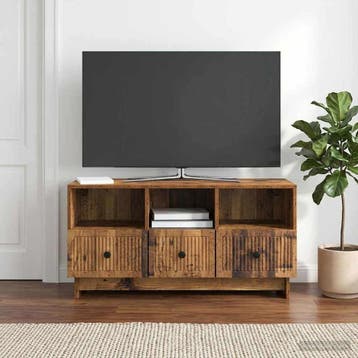 vidaXL TV-kast met lade Oud hout 102 x 34,5 x 50 cm Bewerkt, Minder dan 50 cm, Verzenden, Nieuw, Minder dan 100 cm