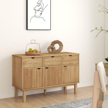 vidaXL Dressoir OTTA 114x43x73,5 cm massief grenenhout, 100 tot 150 cm, Verzenden, Nieuw, Grenenhout