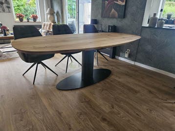 Luxe Deens Ovale Eiken Tafel met O-Onderstel Ovaal, Eiken deens ovale tafel industrieel onderstel poot gratis , 100 tot 150 cm