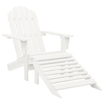 Vintage tuinstoel + hocker - Wit - 49% goedkoper, Ophalen of Verzenden, Gebruikt, Hout