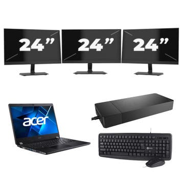 Acer TravelMate P214-53 -   i3-11e 8GB  - 256GB  + 3x 24 inc, Qwerty, Verzenden, Refurbished, 14 inch
