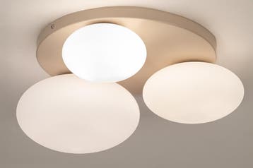 Rietveld Plafondlampen - Beige, Zand - Glas, Verzenden, Nieuw