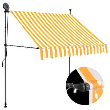 vidaXL Luifel handmatig uitschuifbaar met LED 100 cm wit en, Verzenden, Nieuw