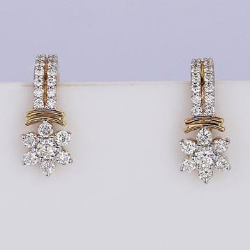 Huggie oorbellen - 14 karaat Geel goud - 0.60ct. tw. Diamant, Sieraden, Tassen en Uiterlijk, Antieke sieraden