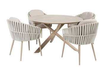 Taste Eva/Prado 4-persoons ronde dining tuinset Ø130 cm. -, Verzenden, Nieuw, Rvs, Tuinset