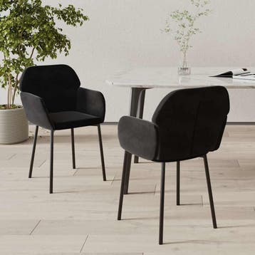 vidaXL Eetkamerstoelen 2 st fluweel zwart, Huis en Inrichting, Stoelen, Verzenden, Nieuw, Zwart