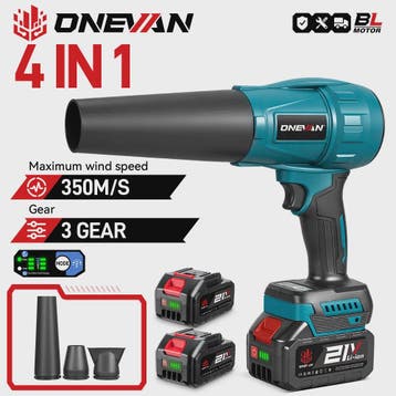 ONEVAN 3500W Krachtige Accu Bladblazer & Stofzuiger - 350M/S, Verzenden, Nieuw
