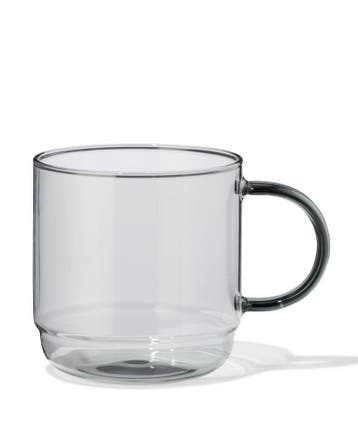 HEMA Cappuccinomok 440ml glas antraciet, Huis en Inrichting, Verzenden, Nieuw