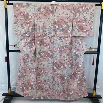 Japanse vintage kimono van zijde, roze Komon, traditioneel,