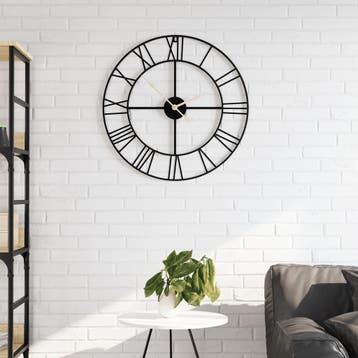 vidaXL Wandklok Ø50 cm ijzer zwart, Verzenden, Nieuw