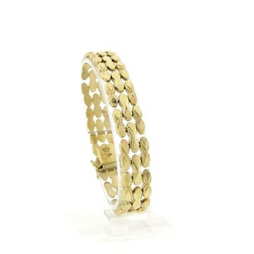 Gouden Bismarck schakelarmband; 19,5 cm, Ophalen of Verzenden, Gebruikt, Goud, Goud