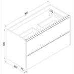 Wastafelonderkast met 2 Laden Wiesbaden Lotus 100x45.2 cm, Ophalen of Verzenden, Nieuw