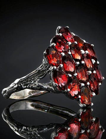 Natuurlijke granaat ring - 925 sterlingzilver - Vintage, Antiek en Kunst
