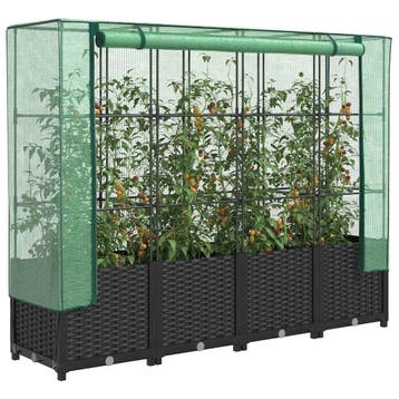 vidaXL Verhoogde plantenbak met kashoes rotanlook 160x40x138, Tuin en Terras, Verzenden, Nieuw, Kunststof