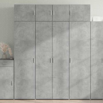 vidaXL Opbergkast 80x42,5x225 cm bewerkt hout betongrijs, Minder dan 50 cm, 75 cm of meer, Nieuw, Overige houtsoorten