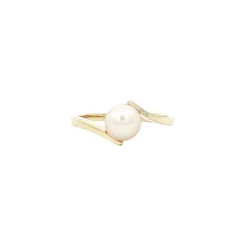 Gouden ring met parel 14 karaat, Verzenden, Zo goed als nieuw, Goud, Met parel
