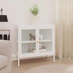 vidaXL Dressoir 70x35x70 cm staal en glas wit, Verzenden, Nieuw, 50 tot 100 cm, Metaal