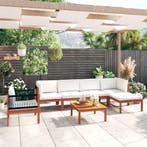 vidaXL 7-delige tuinloungeset met kussens crèmekleurig, Verzenden, Nieuw, Hardhout, Loungeset