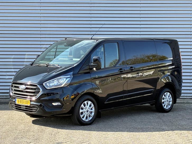 Ford Transit Custom 300 2.0 TDCI L1H1 Limited DC Automaat Tr, Auto's, Bestelauto's, Onderhoudsboekje, Lease, Zwart, Automaat, Zwart